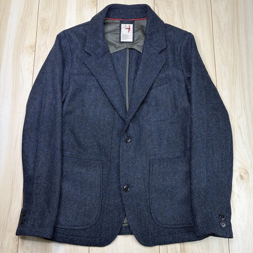 Relwen Heritage Blazer Jacket Mens Small Navy Blue Tweed Wool Trap Field Coat